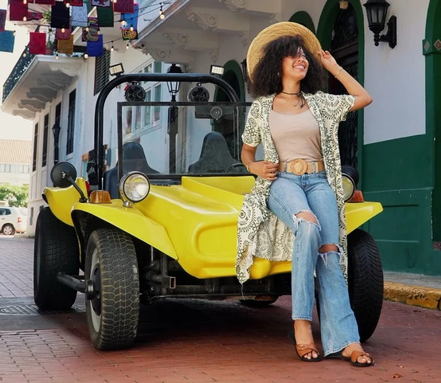 Olga, 1974 VW Dune Buggy in Artist's Sky Blue, the solo rider experience